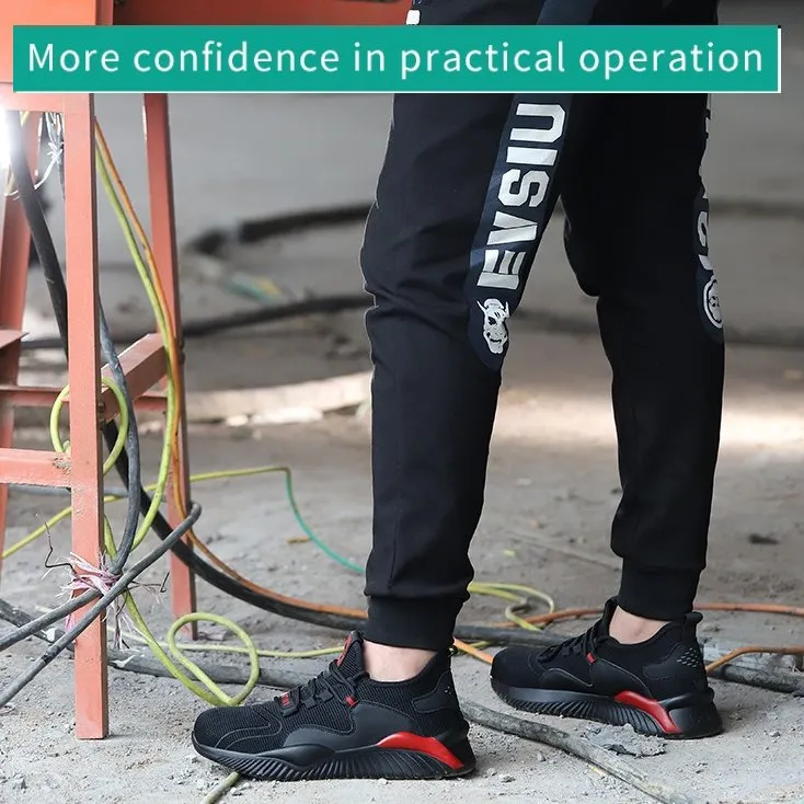 Cuzcare Men Working Orthopedic Shoes Oil-proof Reflective Steel Toe Safety Sneakers