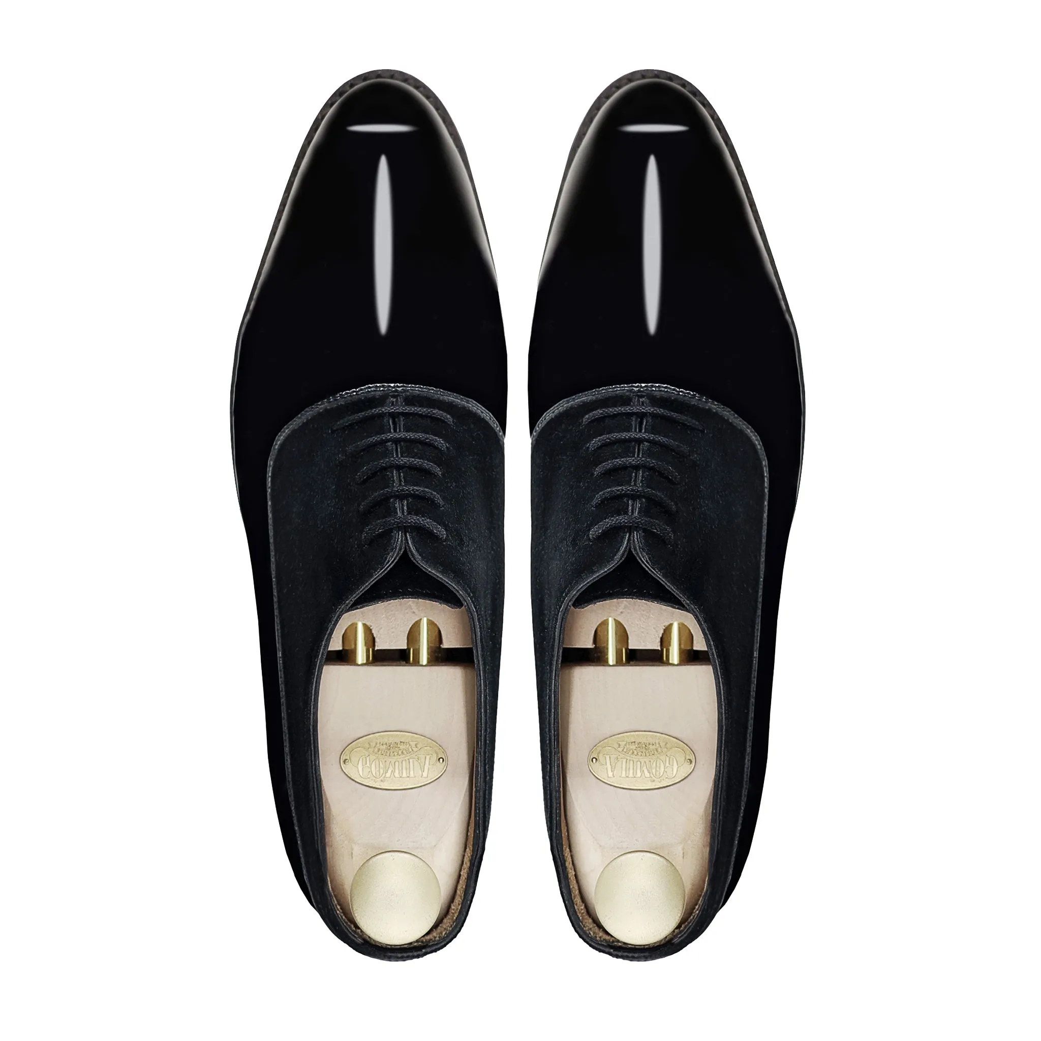 Dalvin - Men's Black Patent Leather and Kid Suede Oxford Shoe