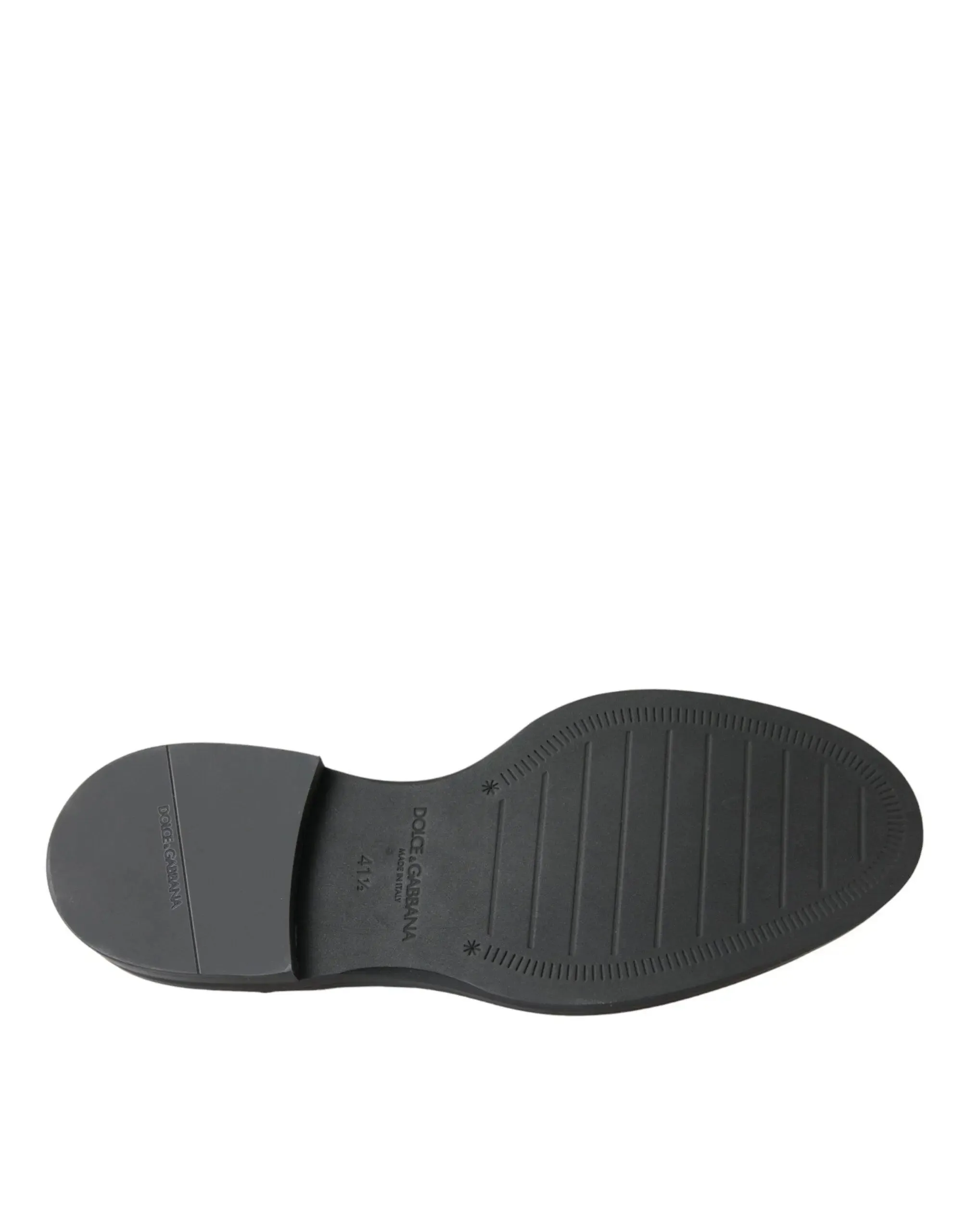 Dolce & Gabbana Black Leather Flat Slip On Shoes