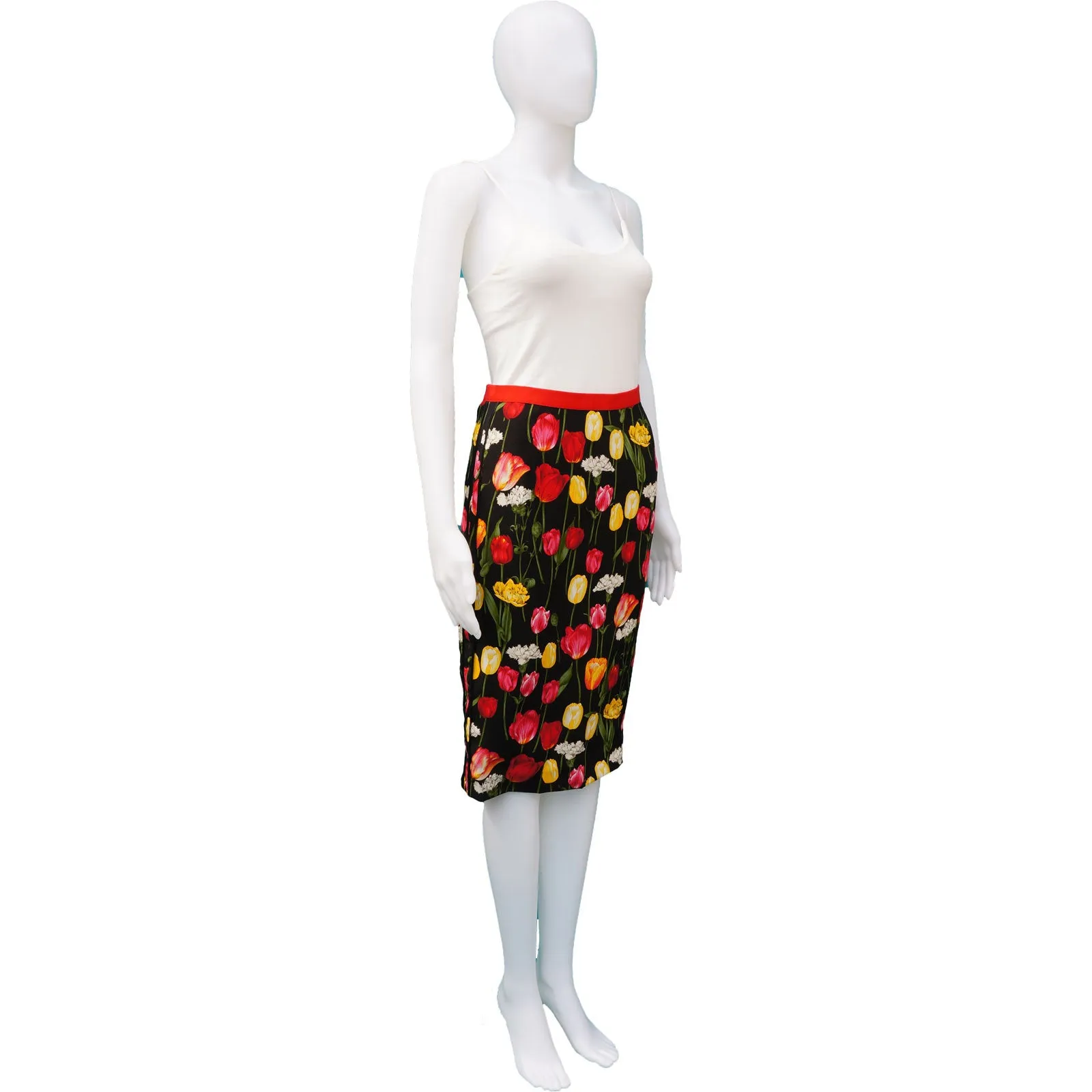 DOLCE & GABBANA FLORAL PRINT KNEE-LENGTH SKIRT
