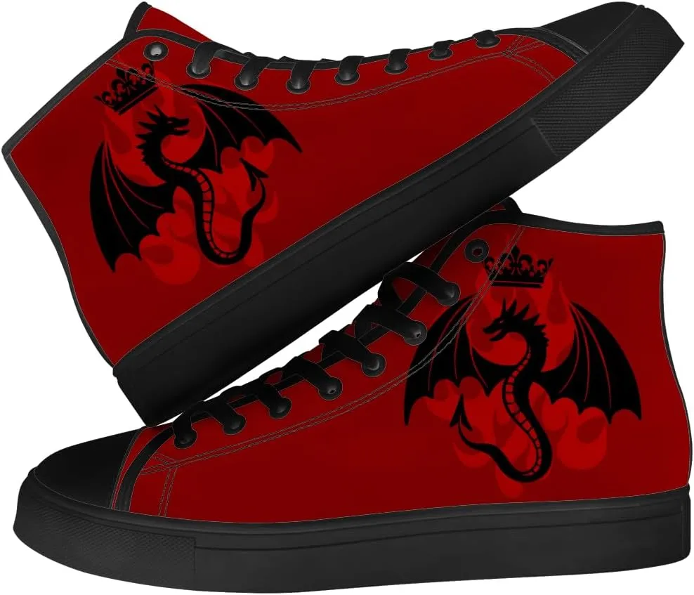 Dragon High Top Canvas Shoes for Men Women High Top Sneakers Lace Up Casual Shoes Gifts for Mama Papa