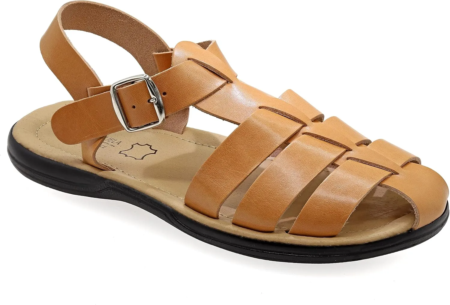 Emmanuela Comfortable Ancient Greek Style Leather Fisherman Sandals for Men, Cushioned insole Handmade Leather Men's Sandals, Quality Adjustable Buckle Summer Shoes