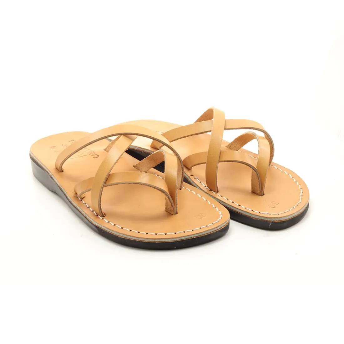 Eos - Tan leather slide thong sandal