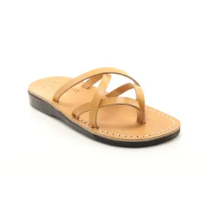 Eos - Tan leather slide thong sandal