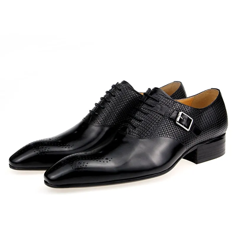 Exquisite Buckle Men's Genuine Leather Brogue Shoes