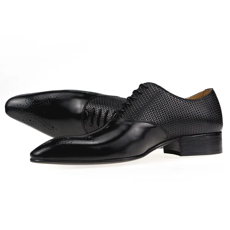 Exquisite Buckle Men's Genuine Leather Brogue Shoes