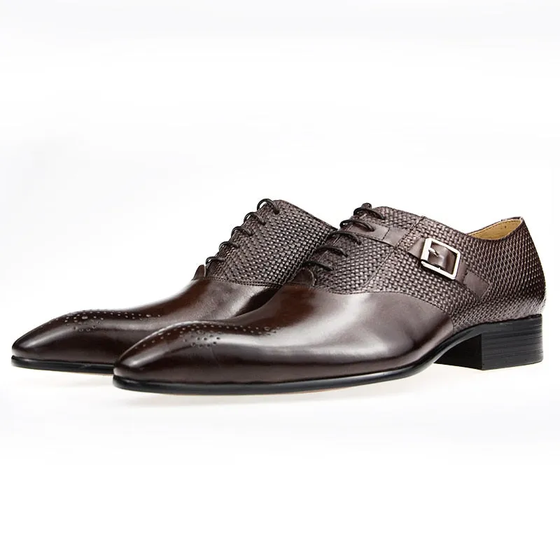 Exquisite Buckle Men's Genuine Leather Brogue Shoes