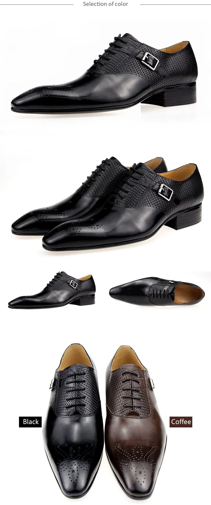 Exquisite Buckle Men's Genuine Leather Brogue Shoes