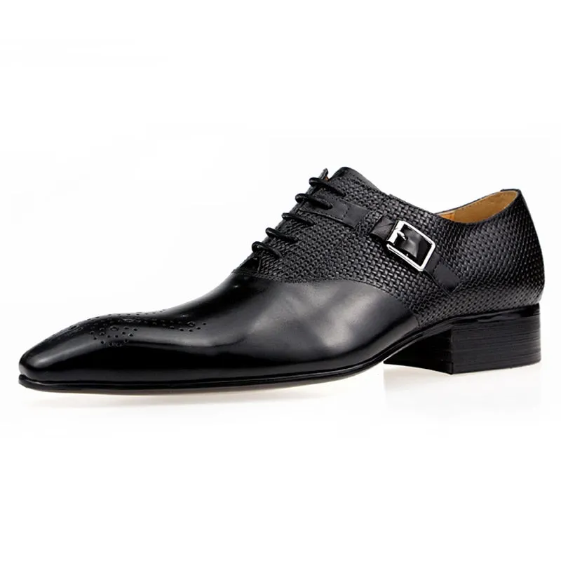 Exquisite Buckle Men's Genuine Leather Brogue Shoes