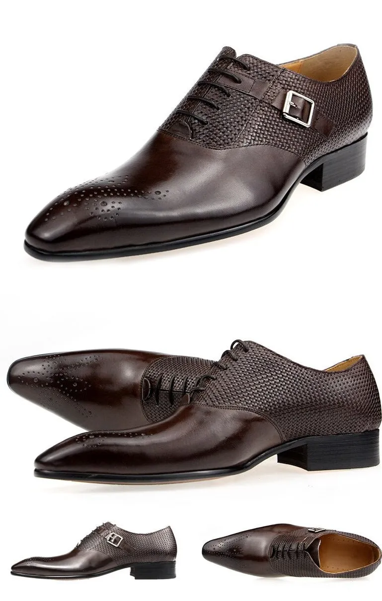 Exquisite Buckle Men's Genuine Leather Brogue Shoes