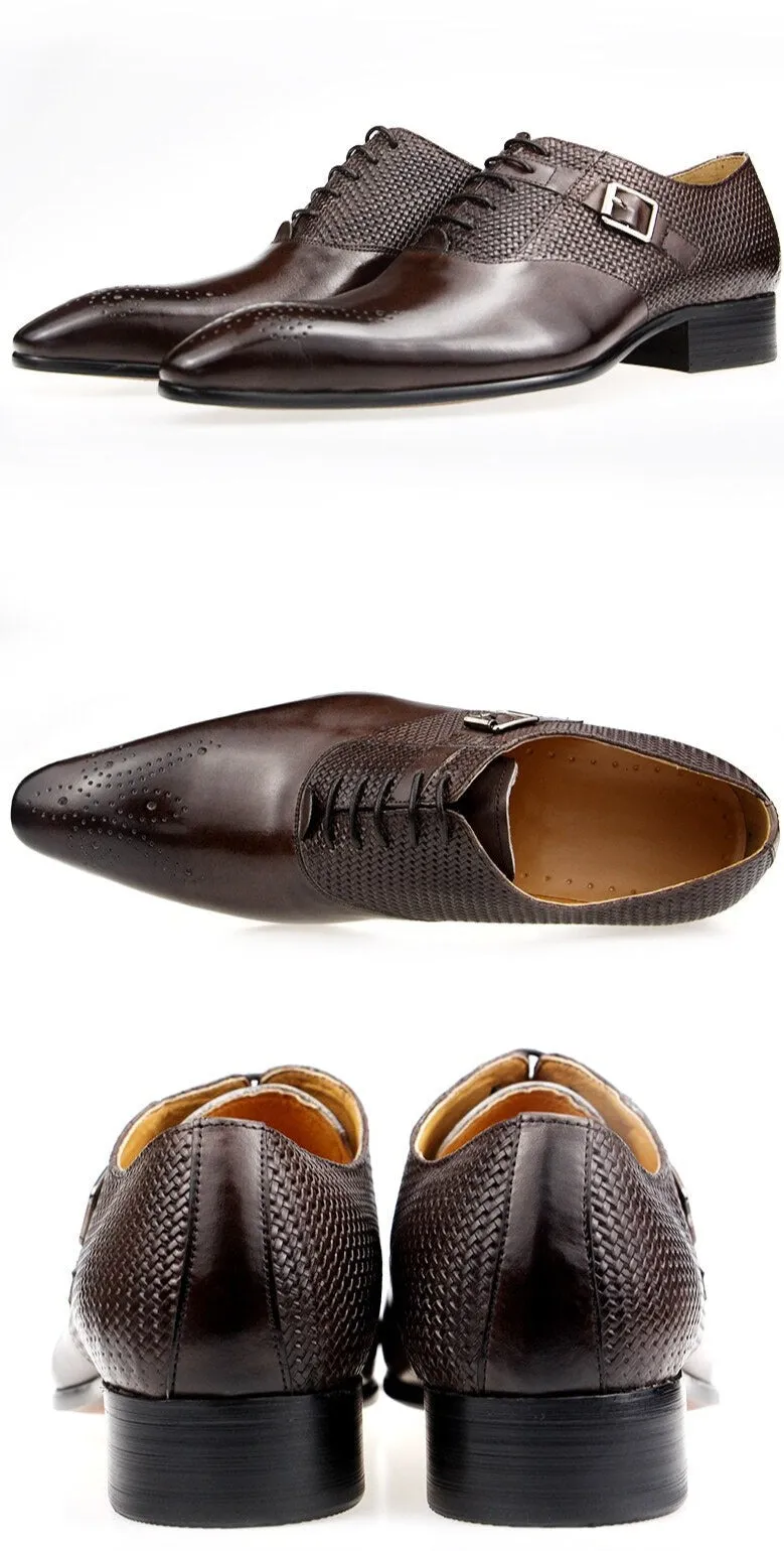 Exquisite Buckle Men's Genuine Leather Brogue Shoes