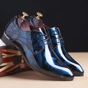 Fashion Patent Leather Men Dress Shoes Men Pointed Toe Formal Shoes Men Wedding Shoes Office Oxford Shoes for Men Footwear