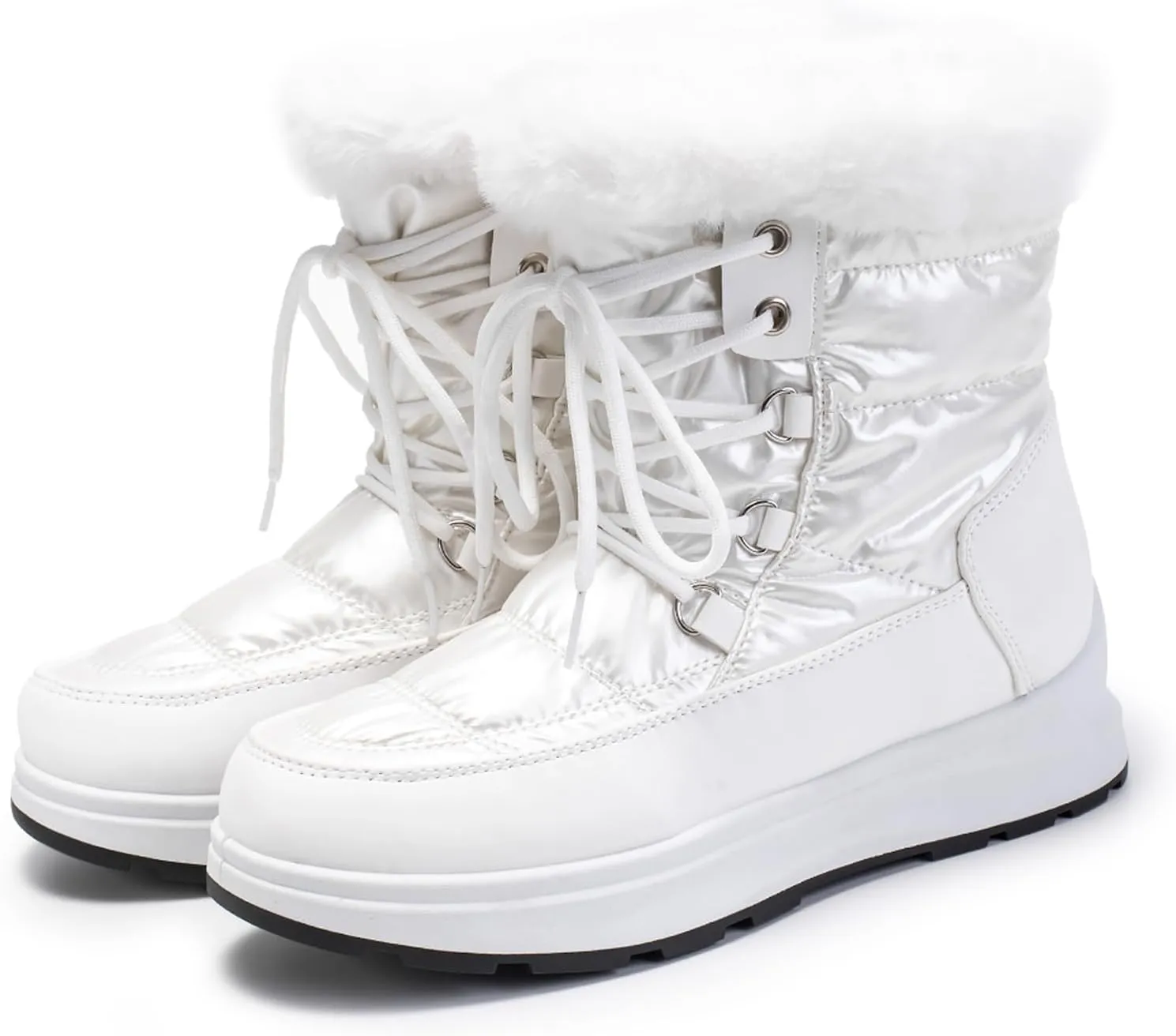 Fashion Women Winter Water Proof Flat Lace Up Keep Warm Snow Boots Comfortable Mid Boots Shoes Flat Snow Boots for Women Knee