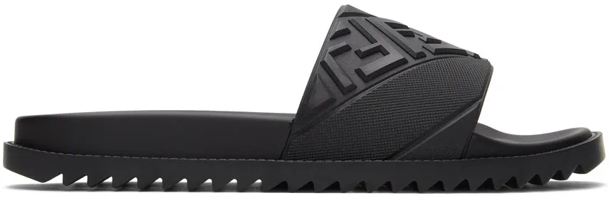 Fendi Black 'Forever Fendi' Pool Slides