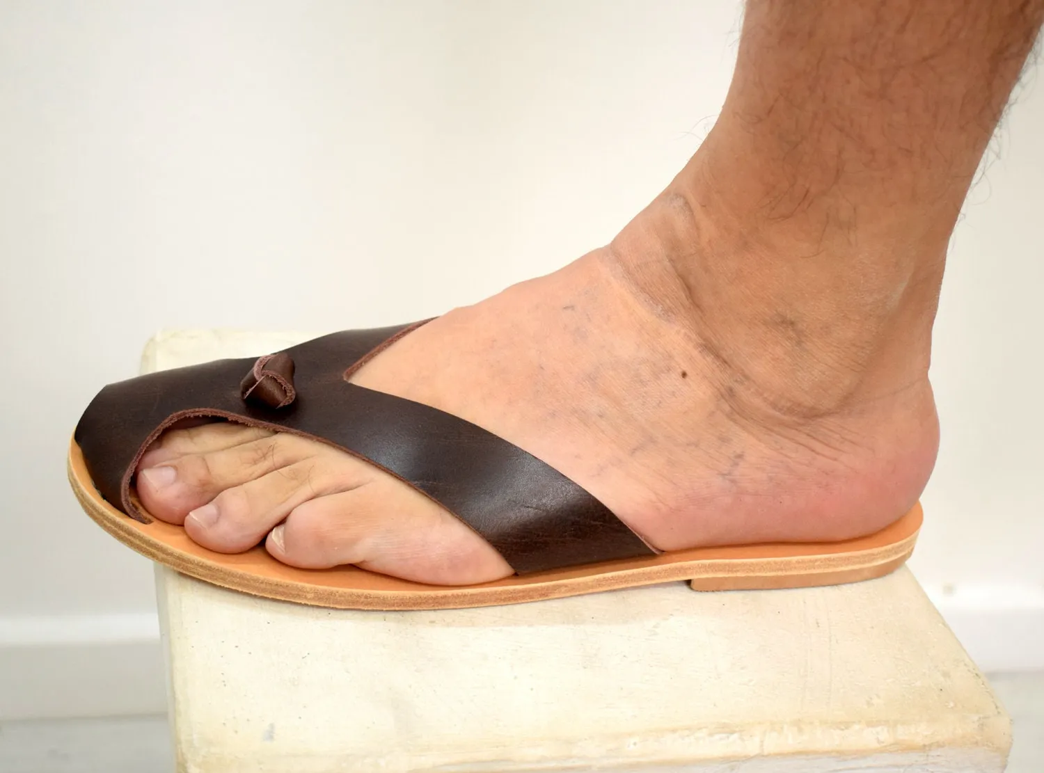 Flip flop Greek Leather sandals - slipers Men, Thongs leather sole - insole