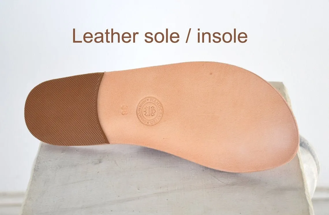 Flip flop Greek Leather sandals - slipers Men, Thongs leather sole - insole