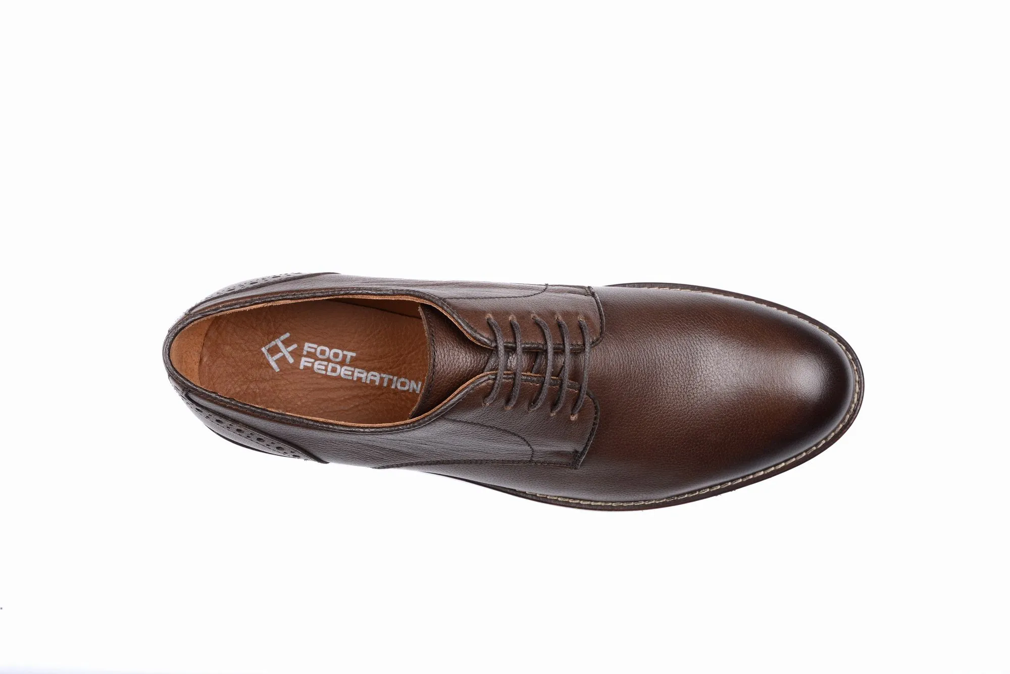 FOOT FEDERATION DERBY PLAIN-TOE MENS SHOE BROWN