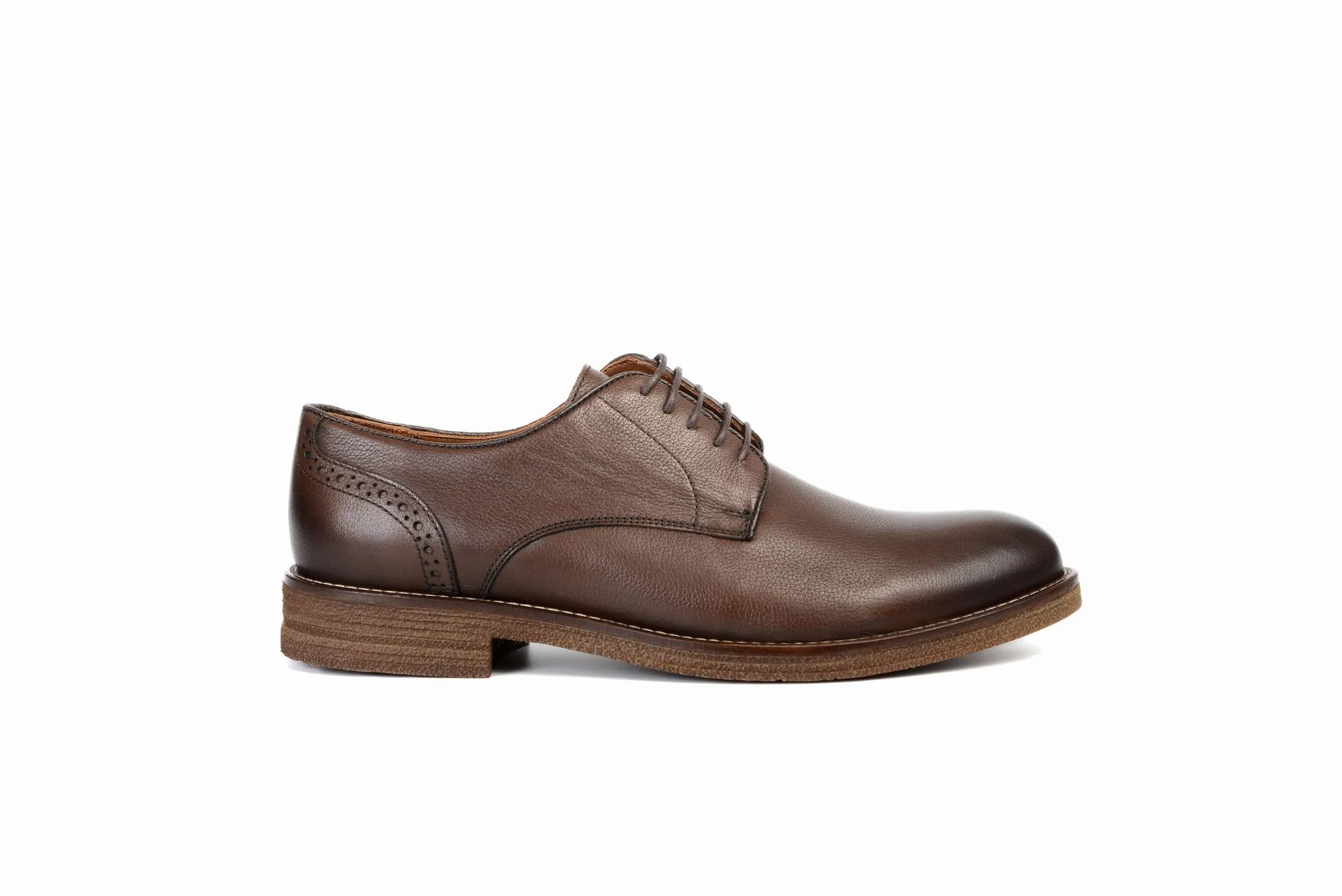 FOOT FEDERATION DERBY PLAIN-TOE MENS SHOE BROWN