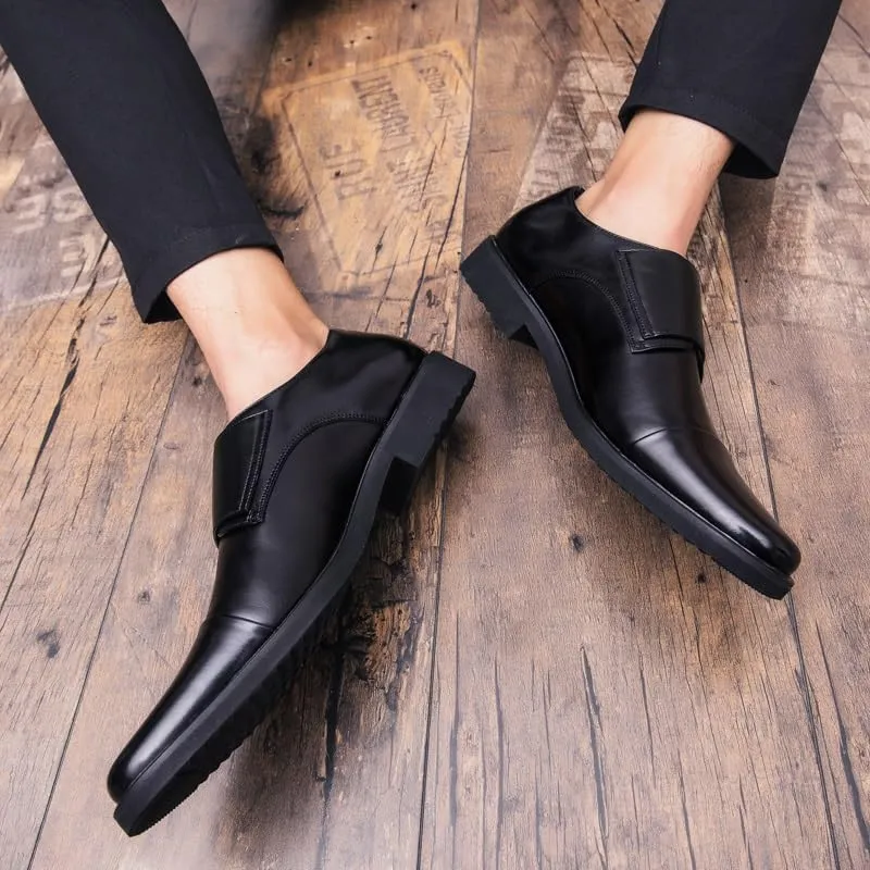 Formal Shoes Dress Oxford for Men Slip On Round Burnished Toe Double Monk Strap Cap Toe Oxford Shoes Non Slip Block Heel Low Top Slip Resistant(Black,11.5)