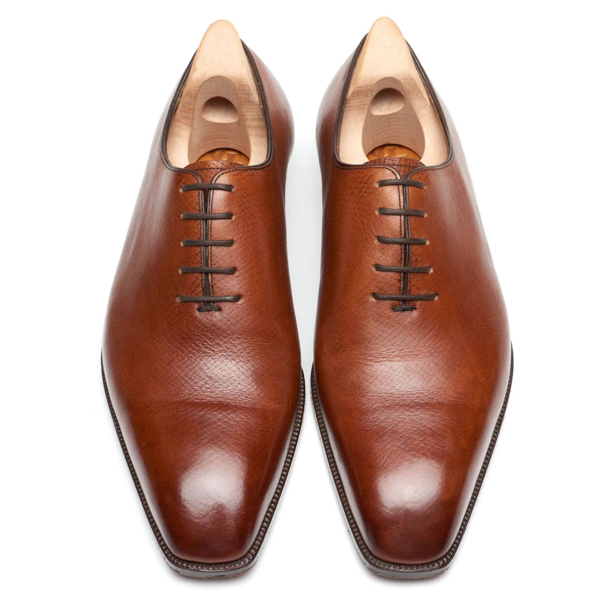 GAZIANO & GIRLING Bespoke "Sinatra" Seamless Wholecut Shoes US 8.5 Hatchgrain