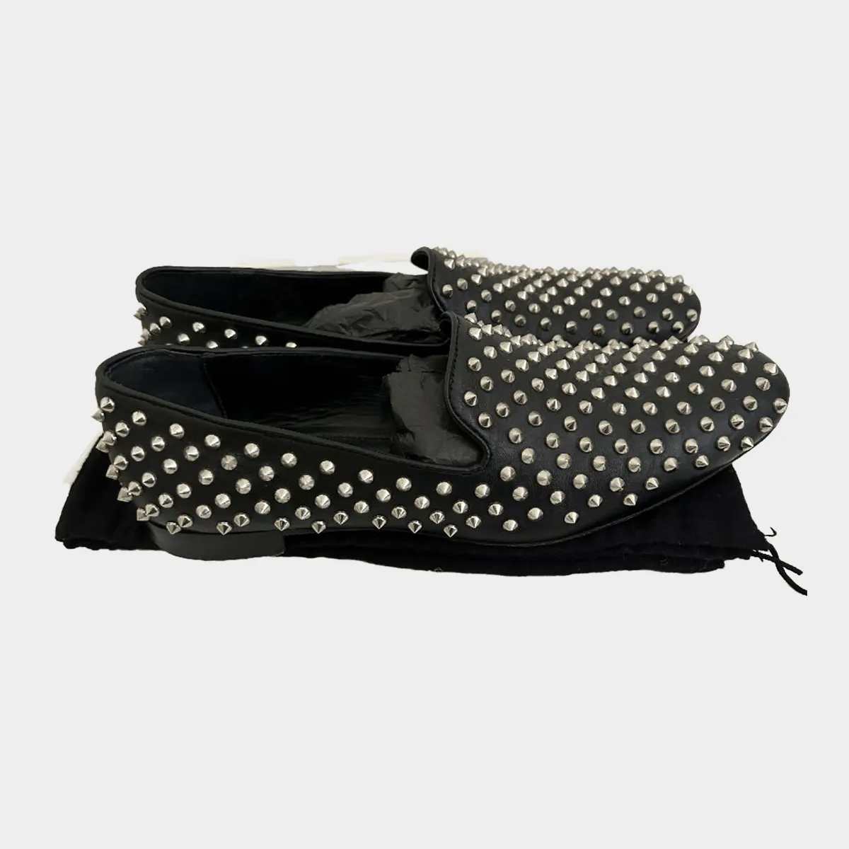 Giacommerli men's black leather studded loafers
