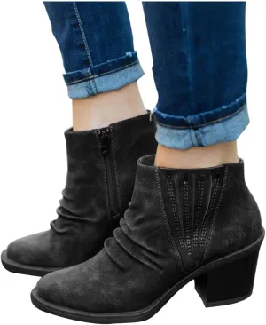 Gibobby Boots for Women Low Heel,Retro Zipper Short Warm Boots Closed Toe Low Heel Combat Western Shoes