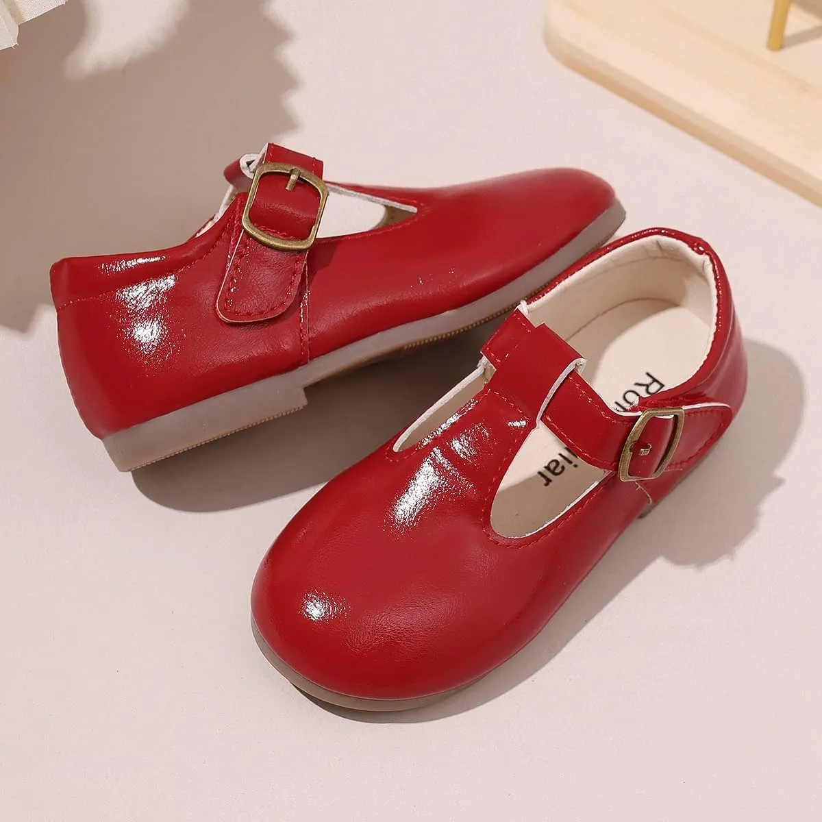 Girls' Mary Jane Shoes  Red Dress Shoes with Buckle, Perfect for School and Uniform, Comfortable and Stylish Girls' Shoes