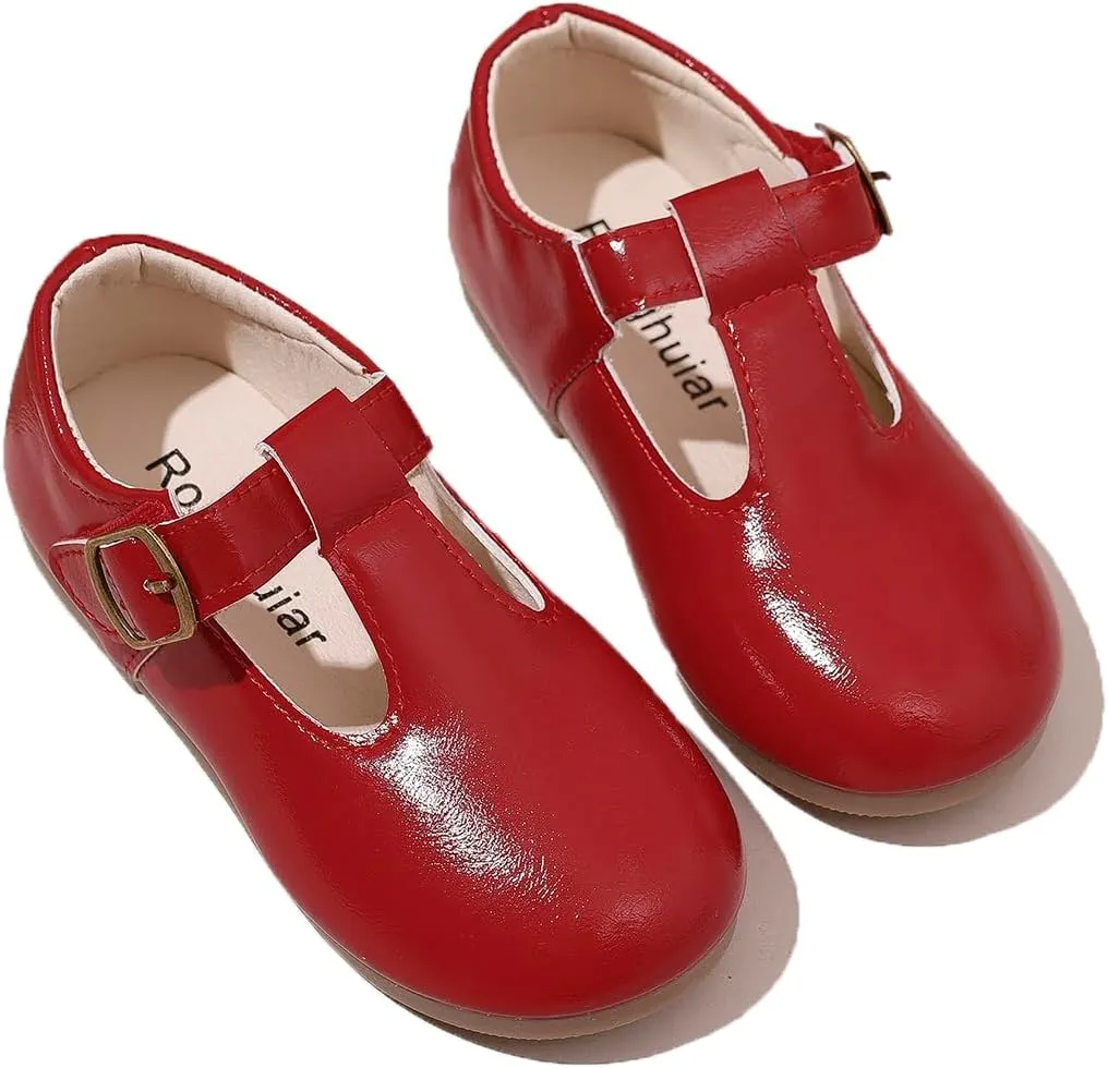 Girls' Mary Jane Shoes  Red Dress Shoes with Buckle, Perfect for School and Uniform, Comfortable and Stylish Girls' Shoes