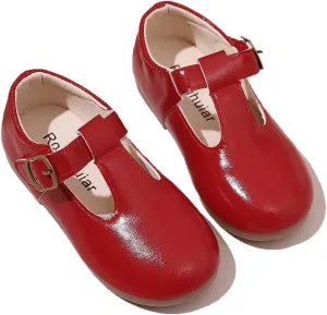 Girls' Mary Jane Shoes  Red Dress Shoes with Buckle, Perfect for School and Uniform, Comfortable and Stylish Girls' Shoes