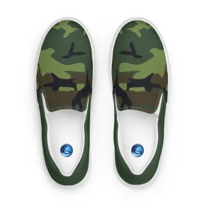 Green Camo men's slip-on canvas shoes