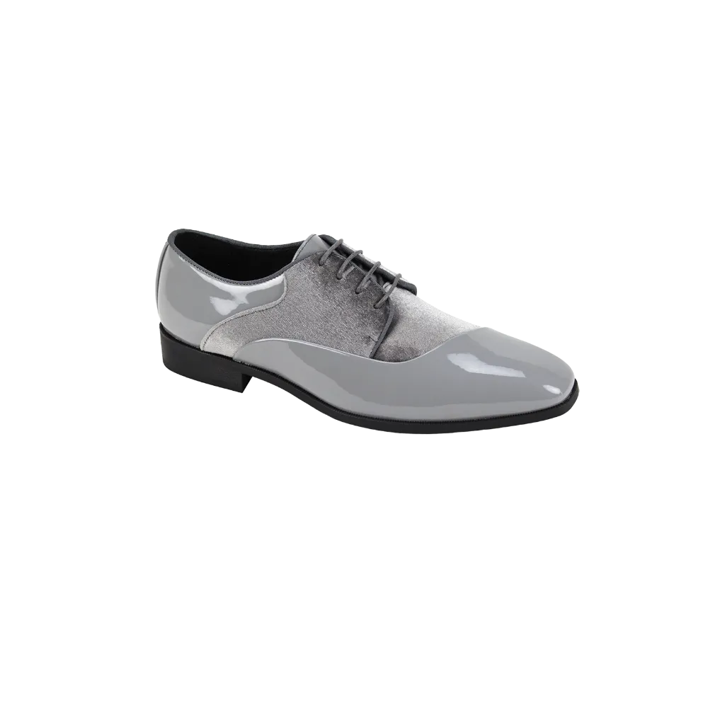 Grey Patent Leather Men's Lace-Up Fashion design Dress Shoes Style No-7023