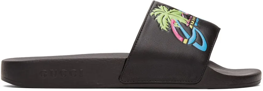 Gucci Black 'Gucci Hawaii' Pool Slides