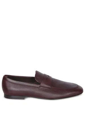 Hammered-weave brown loafers