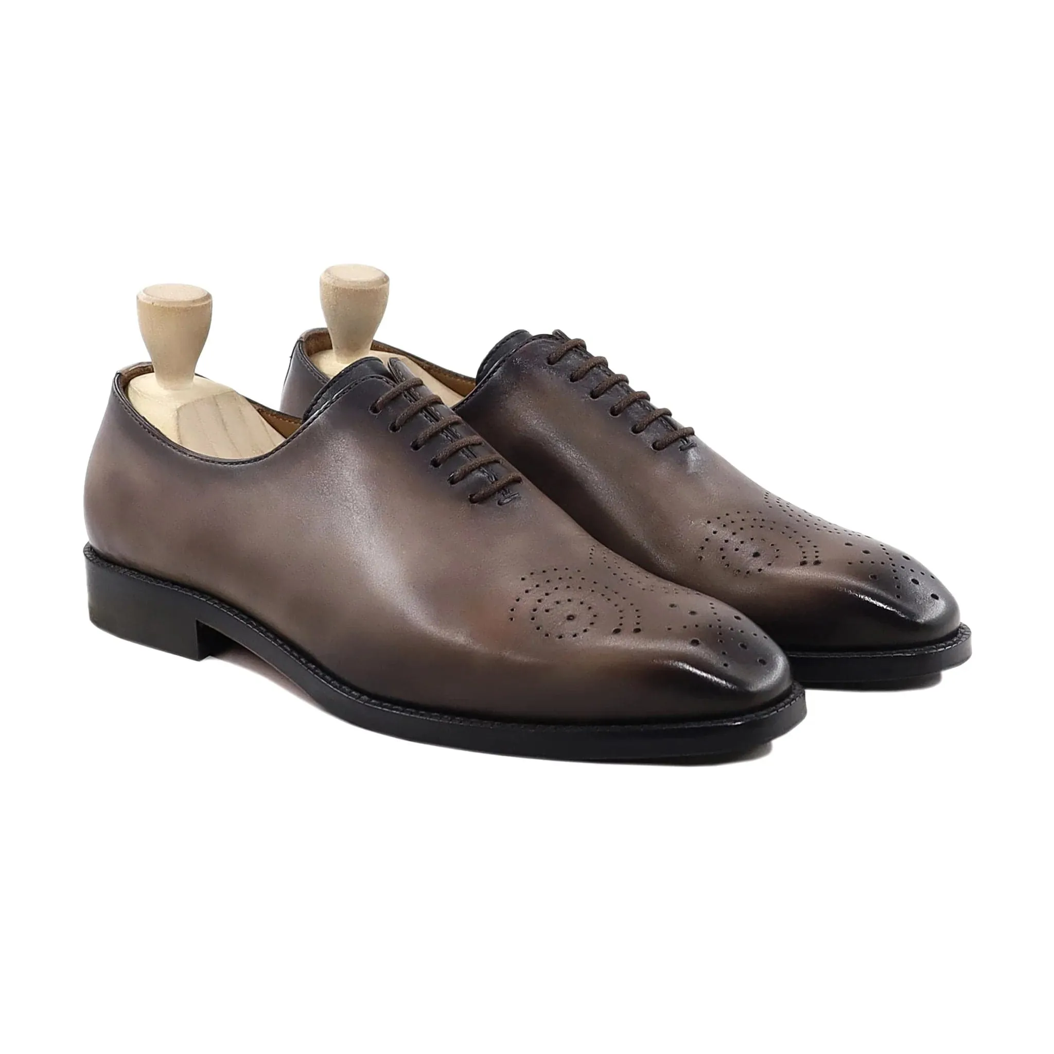 Handmade, Custom Leather Men Brown Wholecut Shoes