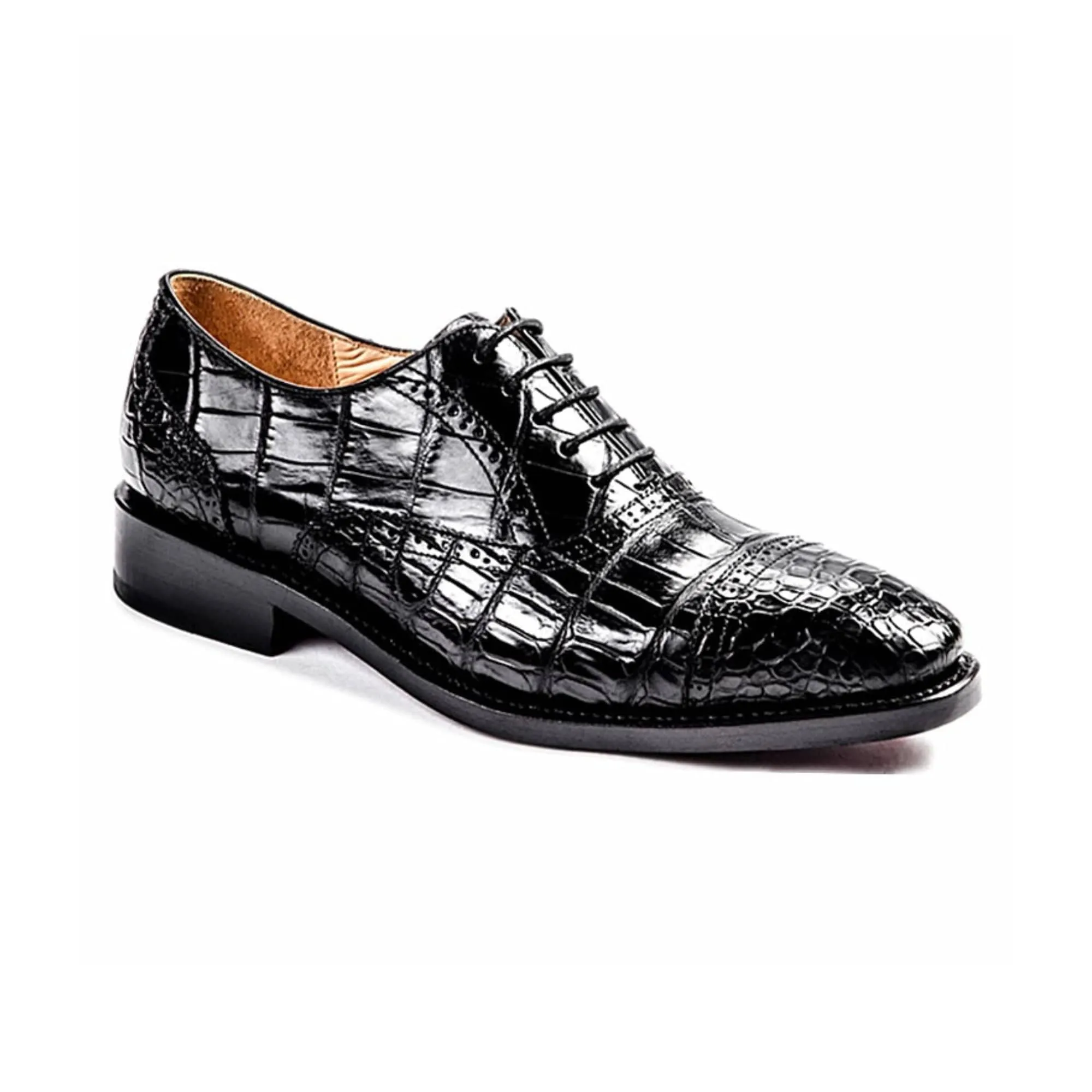 Handmade, Custom Men Whole Cut Crocodile Pattern Leather Shoes