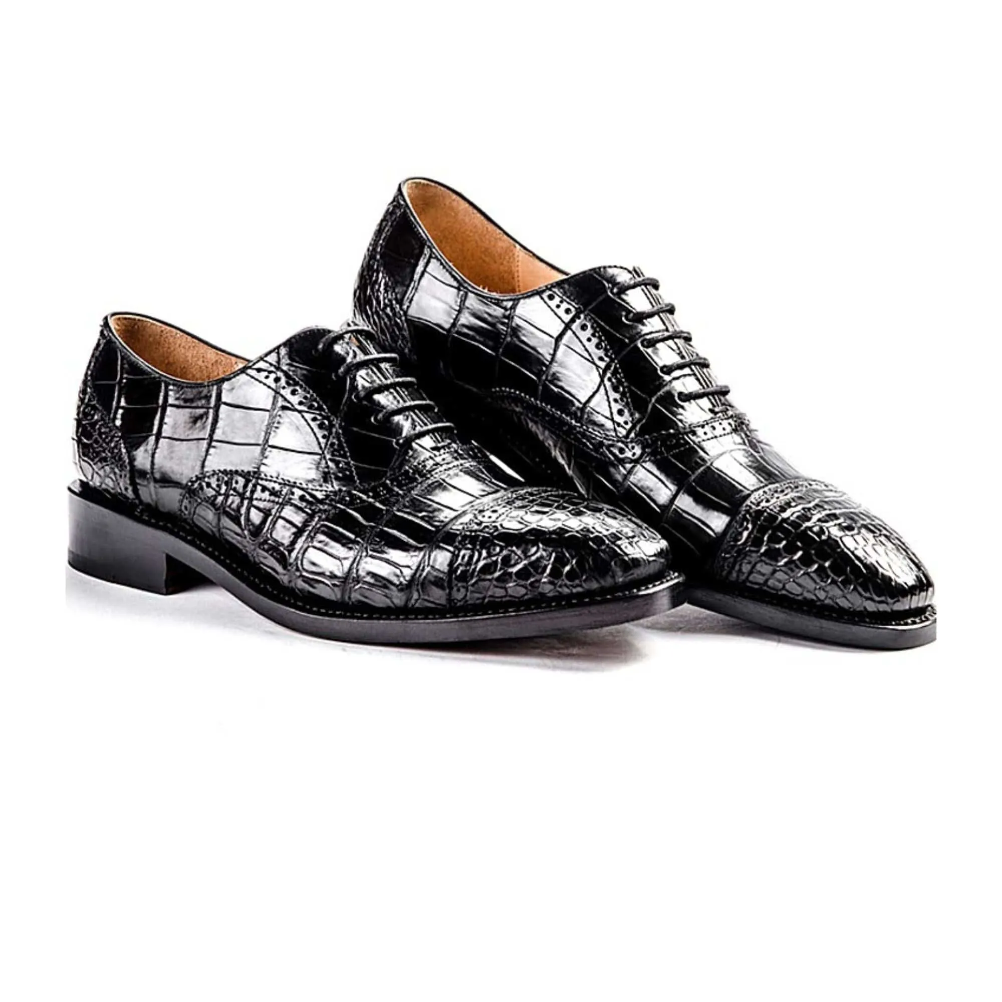 Handmade, Custom Men Whole Cut Crocodile Pattern Leather Shoes