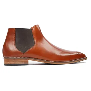 Handmade Customisable Brown Leather Short Chelsea Boots For Men