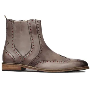 Handmade Customisable Leather Gray Chelsea Boots For Men