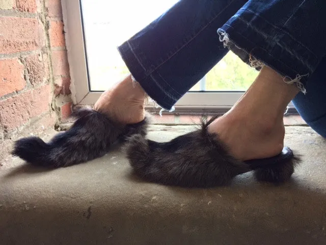 Handmade Fur Babouche  Slippers...indoor and out