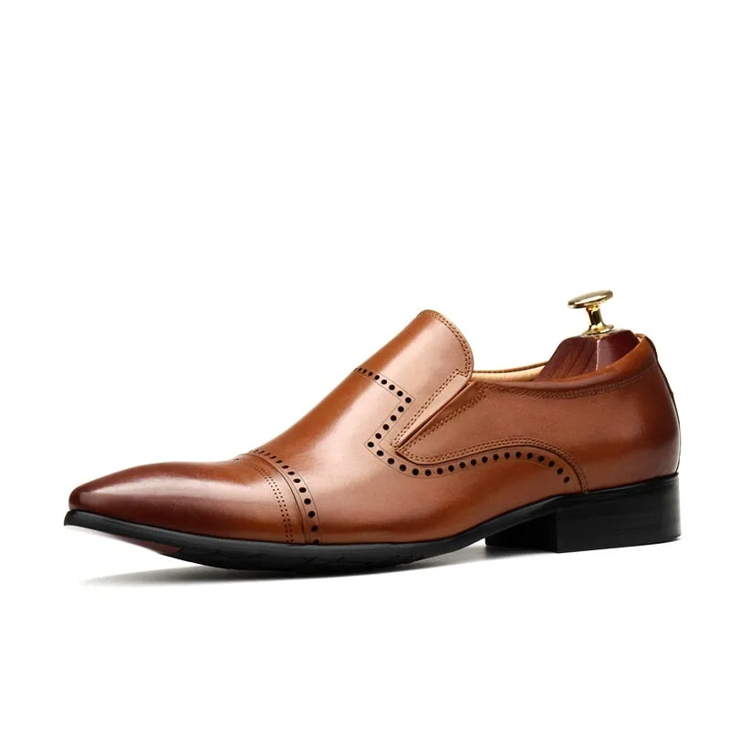 Handmade Pointed Toe Man's Slip on Shoes