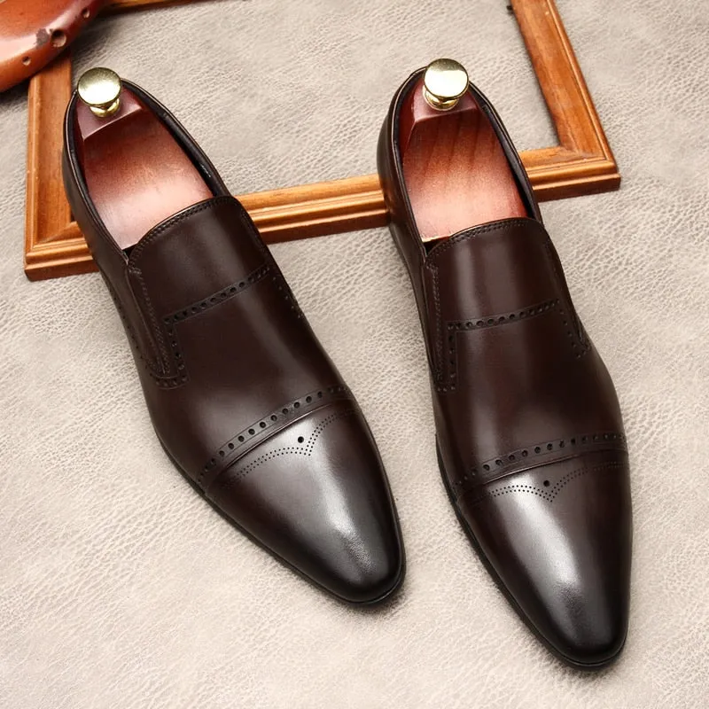Handmade Pointed Toe Man's Slip on Shoes