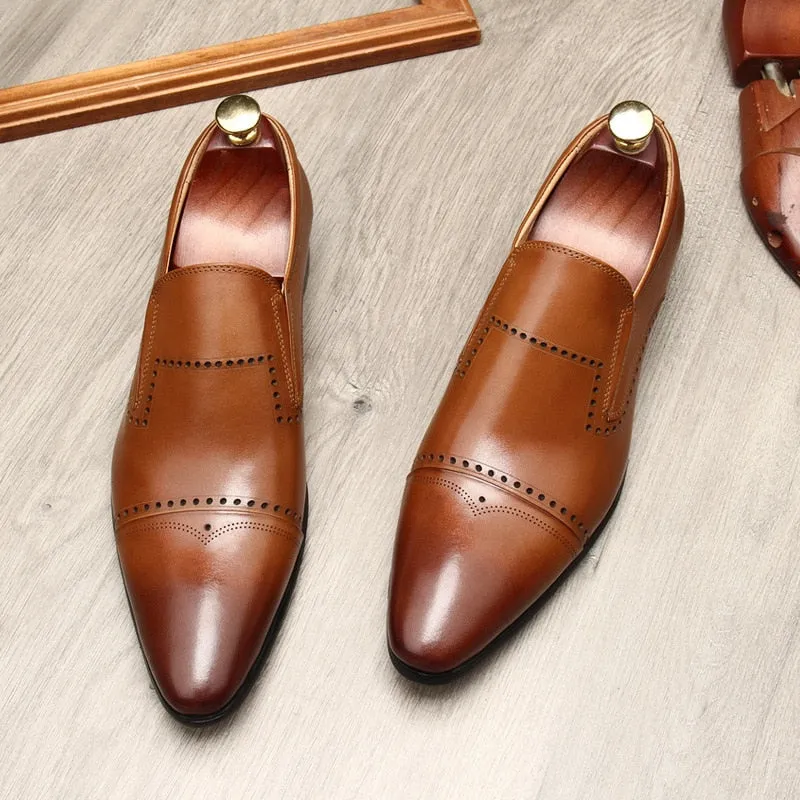Handmade Pointed Toe Man's Slip on Shoes
