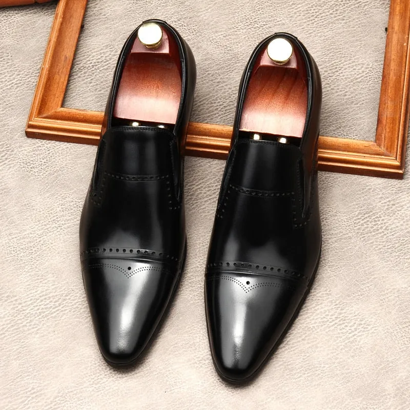 Handmade Pointed Toe Man's Slip on Shoes