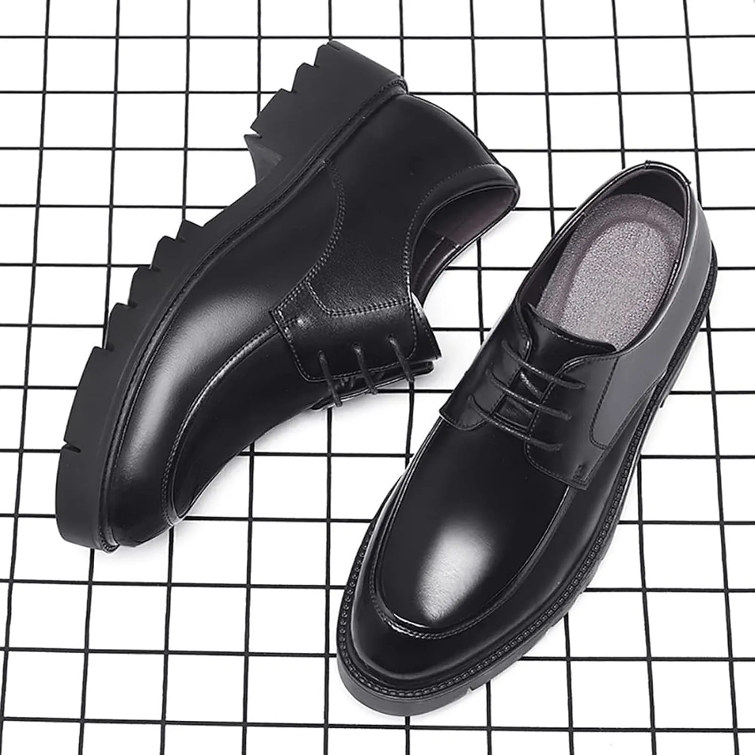 Height Increasing Shoes Men's 10cm/8cm/5cm Height Increasing Shoes Thick Sole Outer Ear Business Shoes Formal Not Tiring Non Slip Leather Heel Grips Mens Shoes