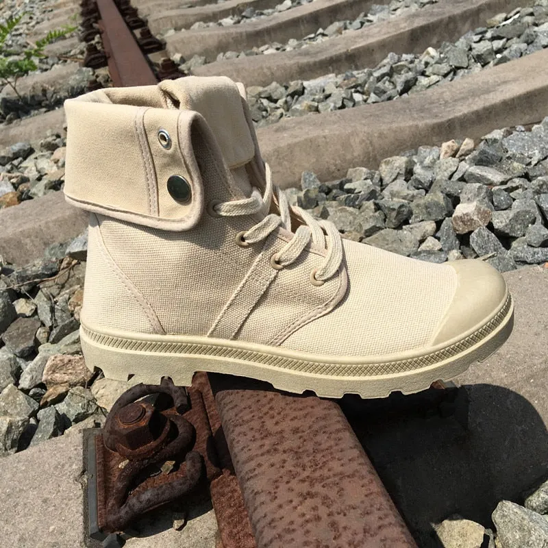 Hip Hop Desert Style Fashion Autumn Military Comfortable Canvas Tactical Ankle Boots Shoes Size