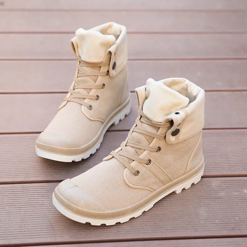 Hip Hop Desert Style Fashion Autumn Military Comfortable Canvas Tactical Ankle Boots Shoes Size