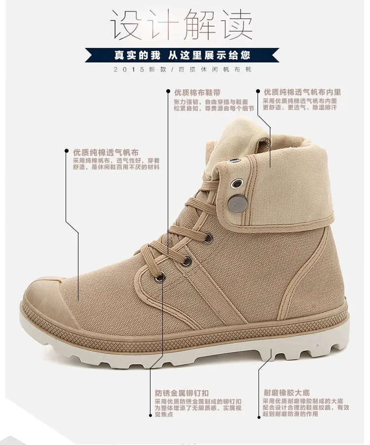 Hip Hop Desert Style Fashion Autumn Military Comfortable Canvas Tactical Ankle Boots Shoes Size