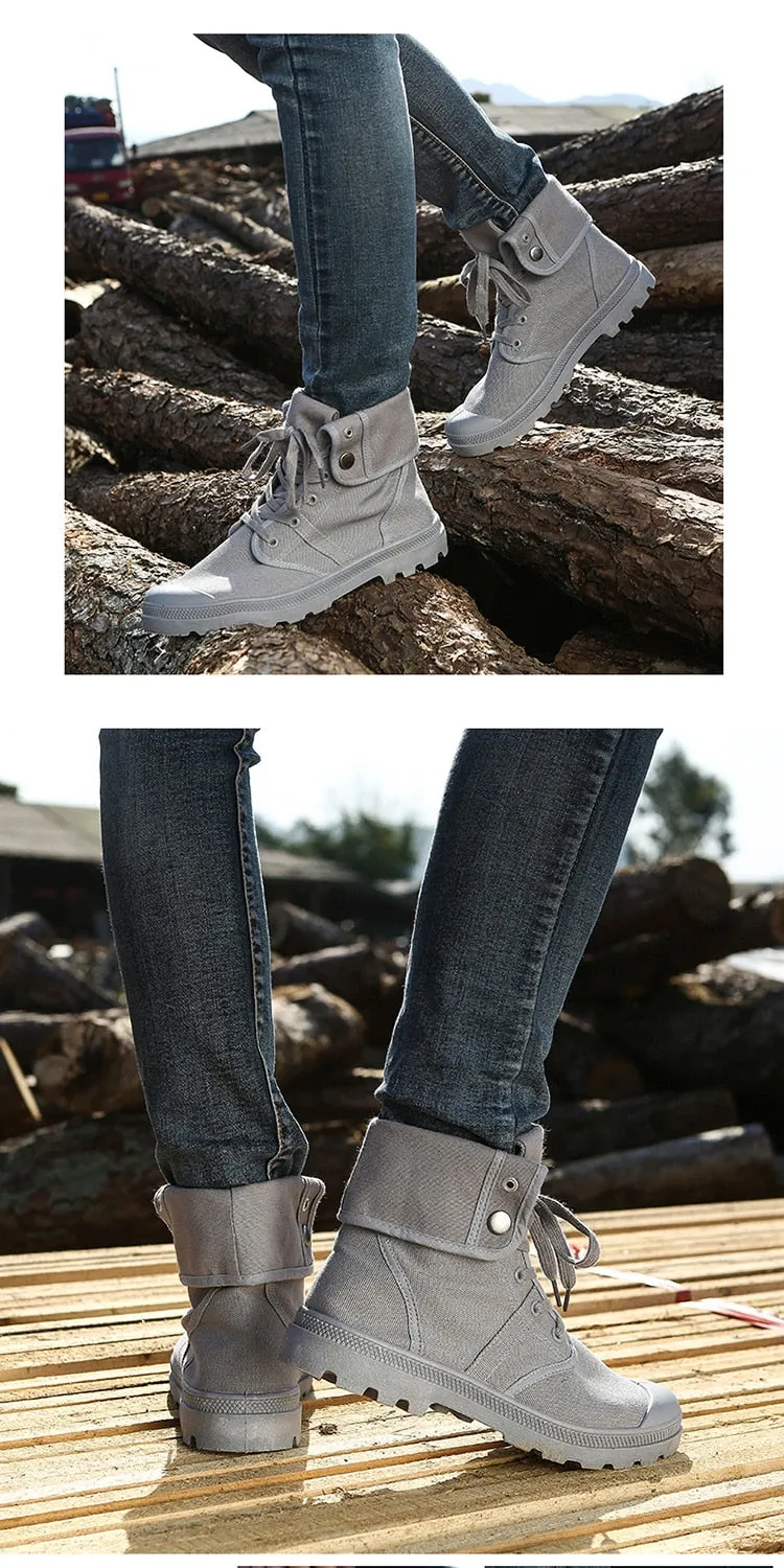 Hip Hop Desert Style Fashion Autumn Military Comfortable Canvas Tactical Ankle Boots Shoes Size