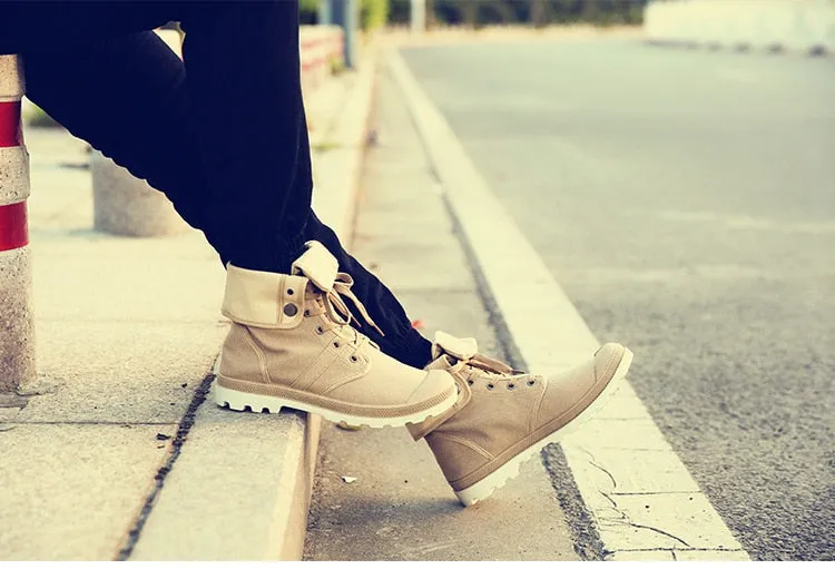 Hip Hop Desert Style Fashion Autumn Military Comfortable Canvas Tactical Ankle Boots Shoes Size