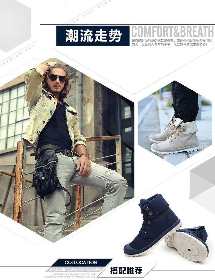 Hip Hop Desert Style Fashion Autumn Military Comfortable Canvas Tactical Ankle Boots Shoes Size